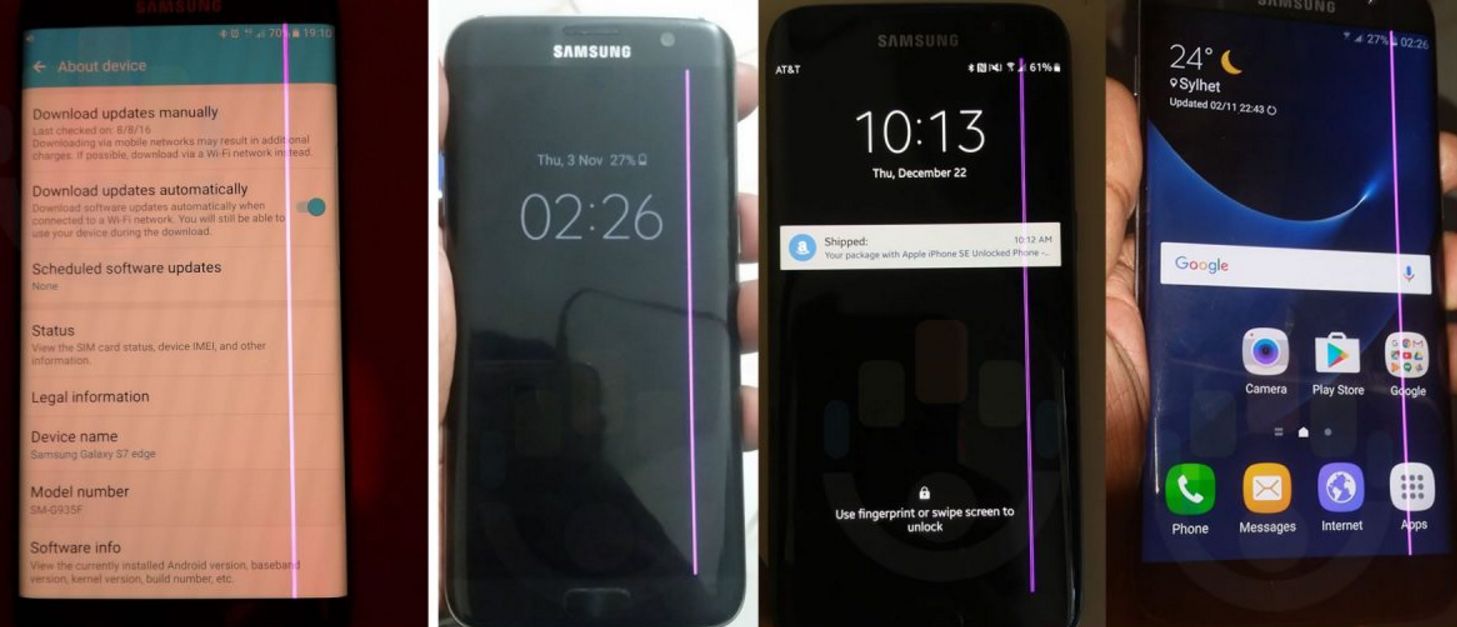 Galaxy S7 Edgeでディスプレイ欠陥か 画面にピンクの縦線が入る不具合が大量発生中 スマホ評価 不具合ニュース